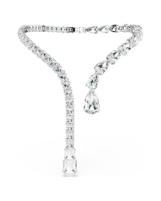 Swarovski Metallic Matrix Open Necklace, Mixed Cuts, Rhodium Plated