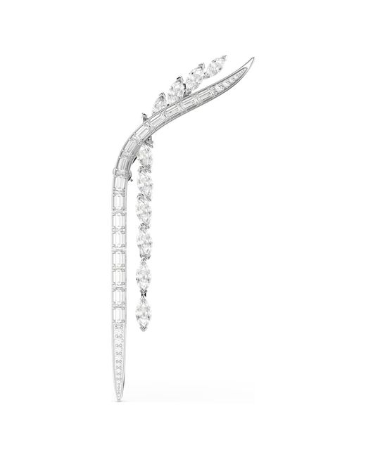 Swarovski White Mesmera Brooch, Mixed Cuts, Rhodium Plated