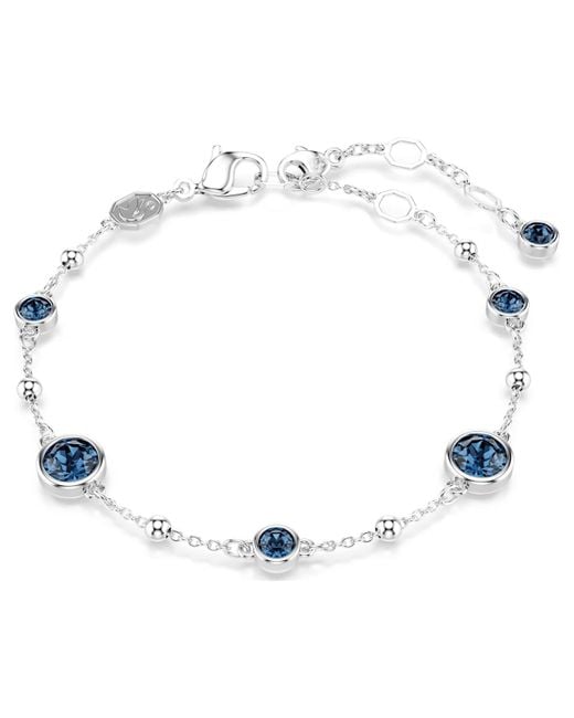 Swarovski Blue Imber Bracelet, Round Cut, Rhodium Plated