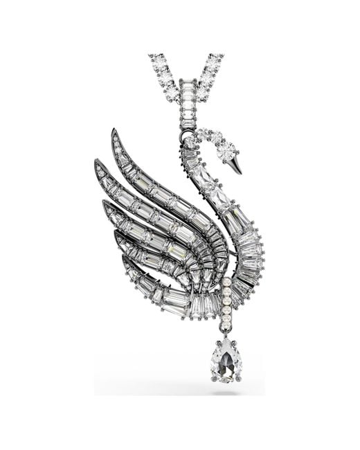 Swarovski Metallic Swan Pendant And Brooch