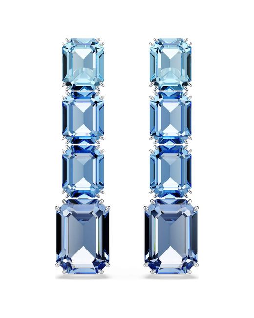 Pendientes millenia, talla octogonal, degradado de color Swarovski de color Blue
