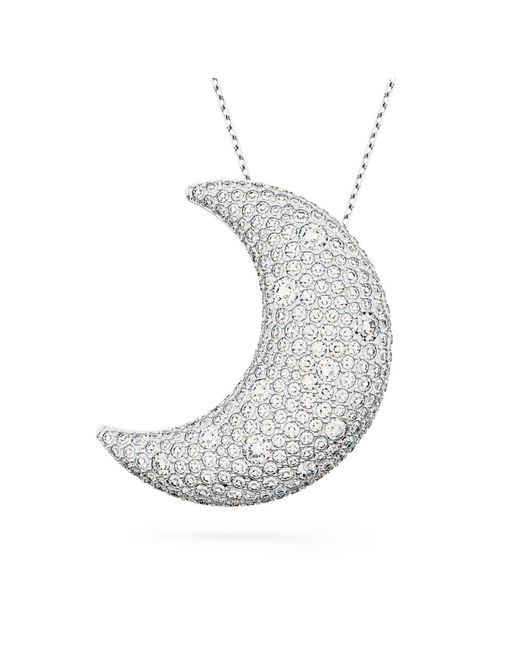 Swarovski Metallic Luna Pendant, Moon, Rhodium Plated