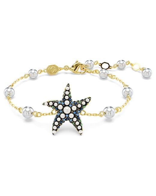 Braccialetto idyllia, crystal pearls, stella marina, multicolore, placcato color oro di Swarovski in Metallic