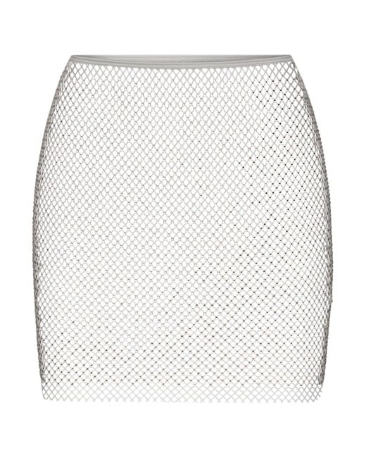 Swarovski White X Skims Stretch Net Mini Skirt