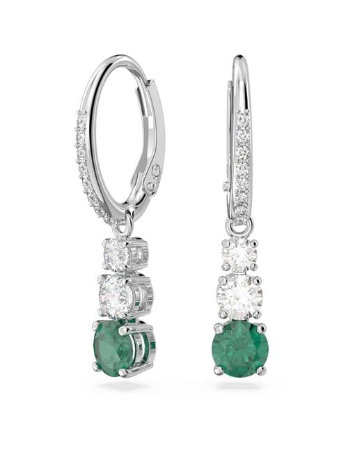 Swarovski Green Attract Trilogy Drop Earrings