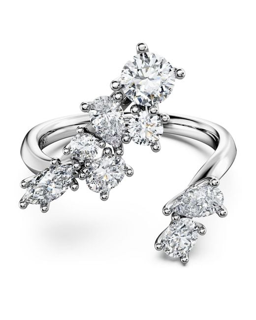 Swarovski Metallic Galaxy bypass-ring, im labor gezüchteter diamanten 1,25 ct tw, verschiedene schliffe, 18k