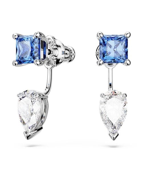 Swarovski Blue Mesmera Earring Jackets, Mixed Cuts, Detachable, Rhodium Plated