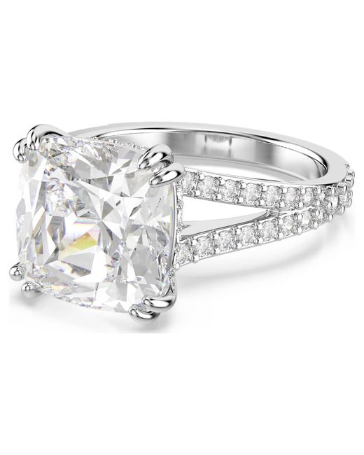 Swarovski Metallic Stilla Cocktail Ring, Square Cut, Pavé, 18K Finish