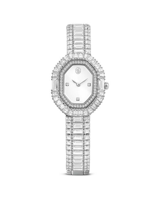 Swarovski Metallic Matrix Octagon Uhr, Baguette-Schliff, Metallarmband, Silberfarben, Edelstahl