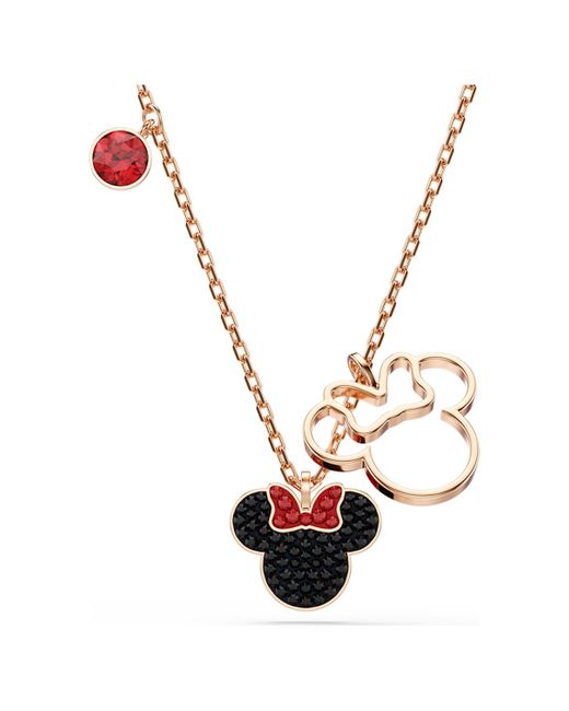 Swarovski Metallic Mickey & Minnie Pendant, Multicoloured, Rose-Tone Plated