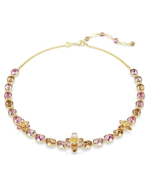 Collana idyllia, taglio misto, fiore di Swarovski in Metallic