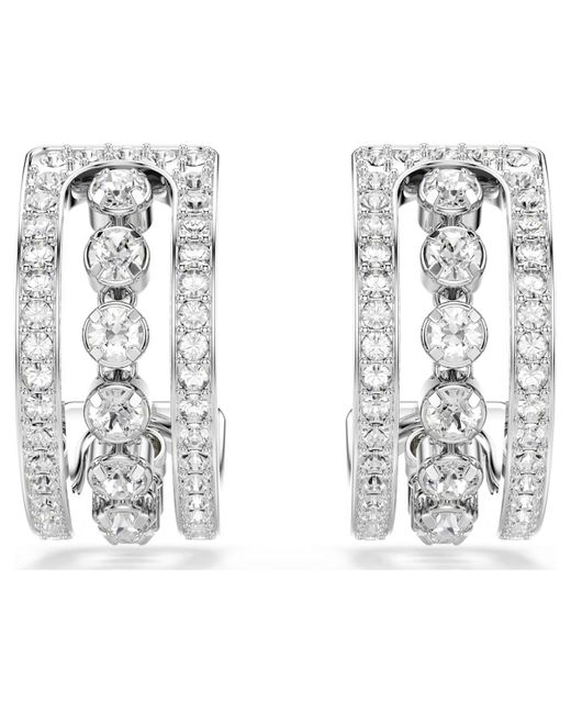 Swarovski Metallic Hyperbola Hoop Earrings, Rhodium Plated