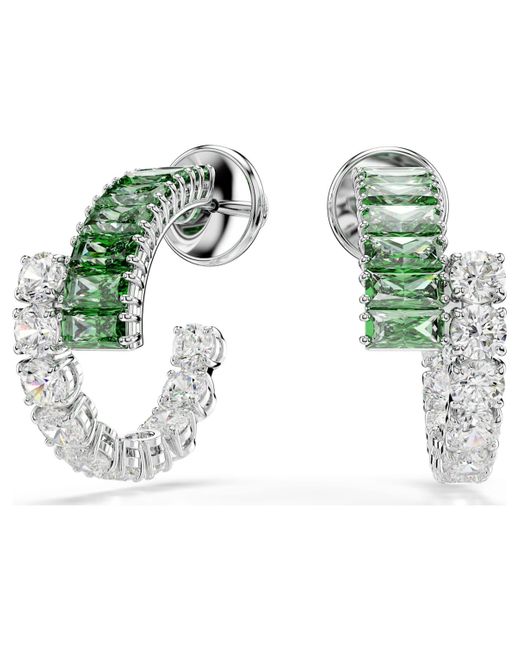 Pendientes de aro matrix, tallas mixtas Swarovski de color Green