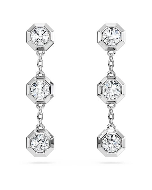 Swarovski White Octagon Drop Earrings