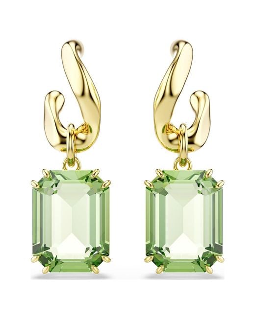 Swarovski Metallic Millenia Drop Earrings, Octagon Cut, 18K Finish