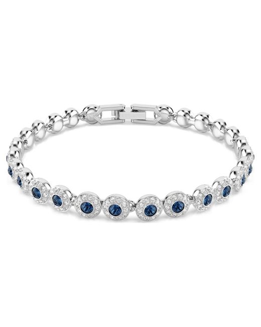 Bracciale tennis una angelic, taglio round di Swarovski in Blue