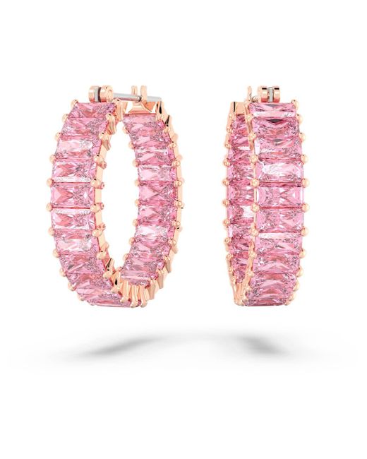 Swarovski Pink Matrix kreolen, baguette-schliff