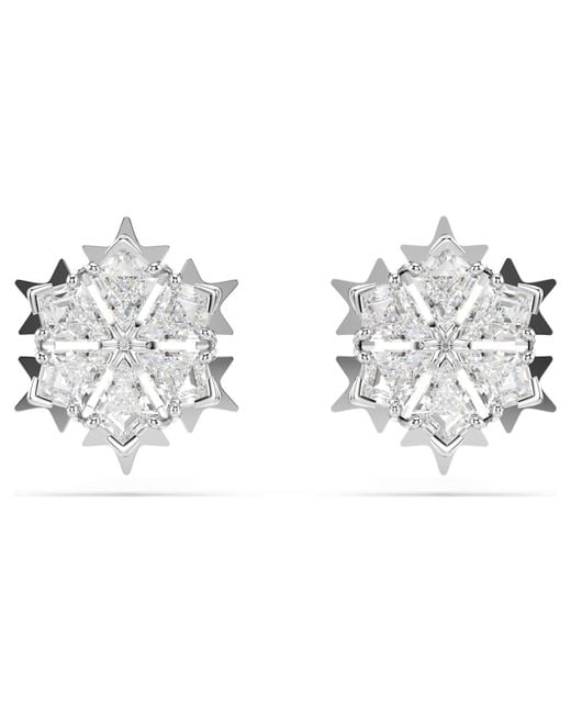 Swarovski Metallic Magic Stud Earrings, Snowflake, Rhodium Plated