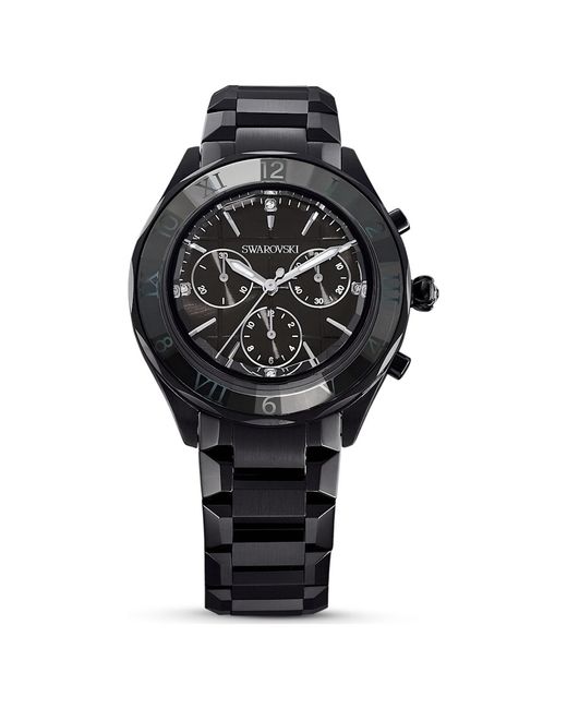 Swarovski Black Dextera Chrono Watch, 39Mm, Swiss Made, Metal Bracelet, Finish