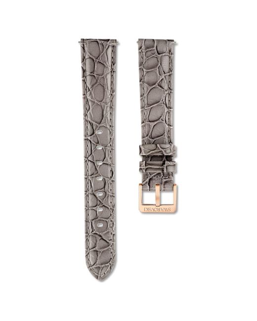 Swarovski Gray Watch Strap, 16 Mm (0.63" Width, Leather With Stitching