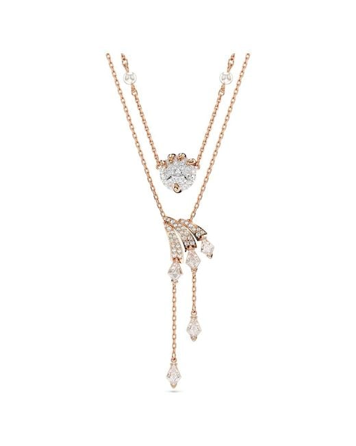 Swarovski Metallic Dragon & Phoenix Necklace, Set (2) Crystal Pearl, Dragon's Claw, 18K Rose Finish