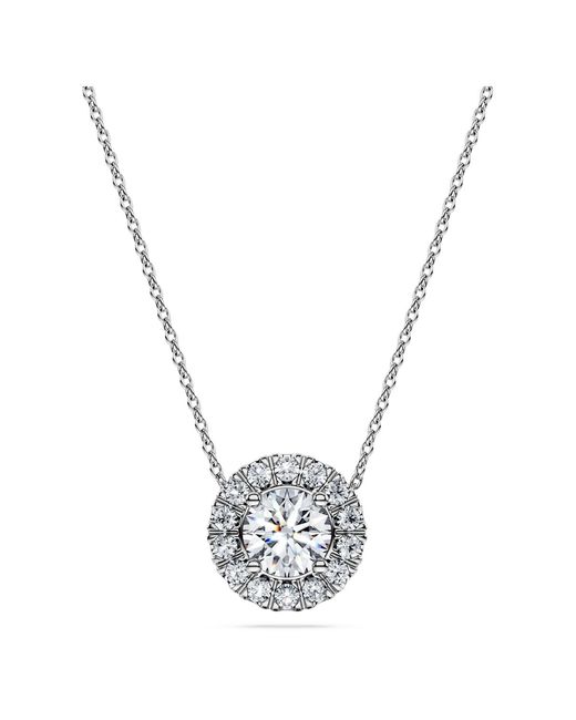 Swarovski Metallic Eternity Halo Solitaire Pendant, Lab-Grown Diamonds 1 Ct Tw, Round Shape, 14K