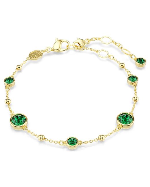 Swarovski Green Imber Bracelet, Round Cut, 18K Finish
