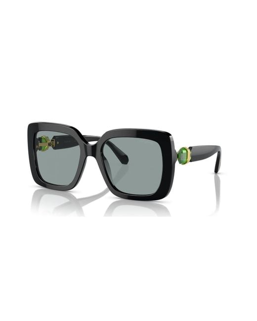Swarovski Black Sunglasses, Oversized, Square Shape, Sk6001