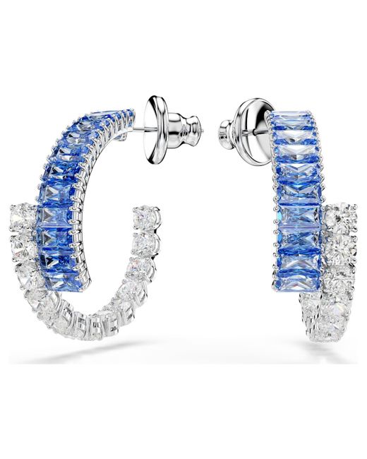 Pendientes de aro matrix, tallas mixtas Swarovski de color Blue