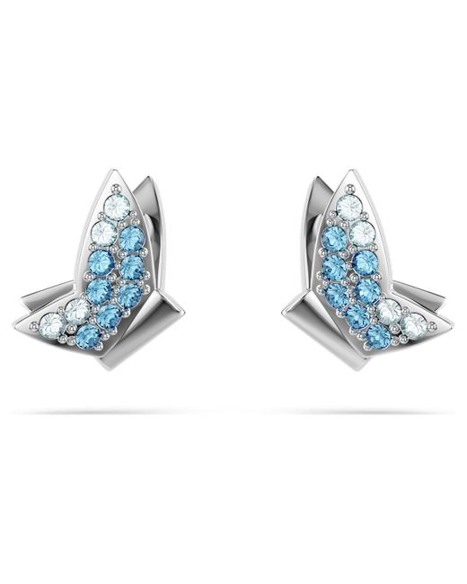 Swarovski Blue Idyllia Lilia Stud Earrings, Butterfly, Rhodium Plated