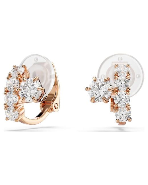 Swarovski Metallic Matrix Clip Earrings, Round Cut, 18K Rose Finish