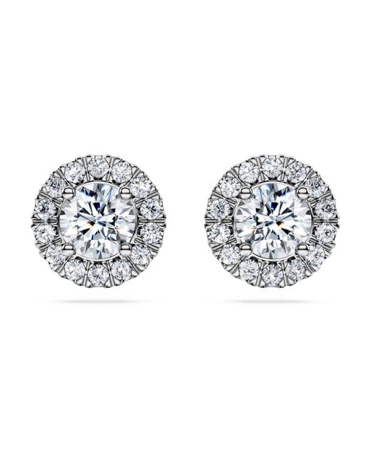 Swarovski Metallic Eternity Halo Stud Earrings, Lab-Grown Diamonds 2 Ct Tw, Round Shape, 14K