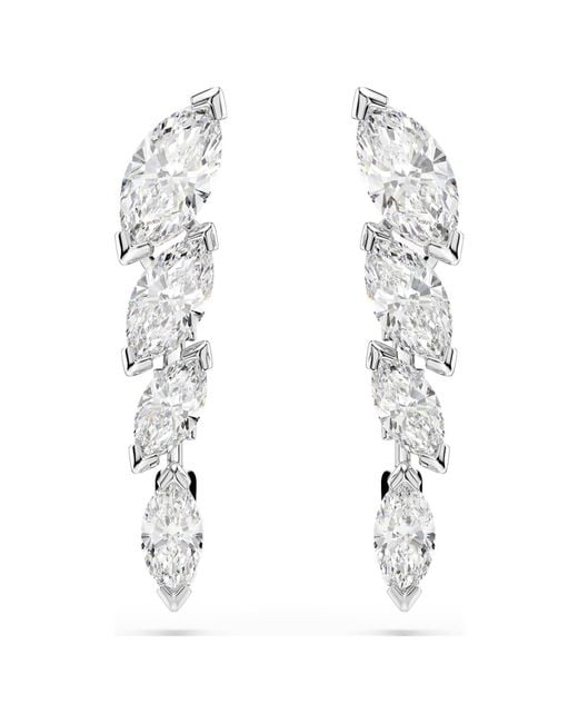 Swarovski White Mesmera Earrings, Marquise Cut, Rhodium Plated