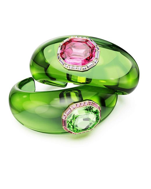 Swarovski Green Octagon Cut Set Of 2 Dulcis Cuff Bracelet