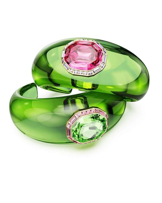 Swarovski Green Octagon Cut Set Of 2 Dulcis Cuff Bracelet