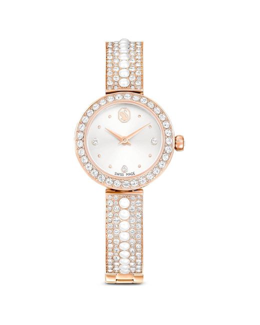 Orologio matrix pearl bangle, fabbricato in svizzera, bracciale in cristallo di Swarovski in White
