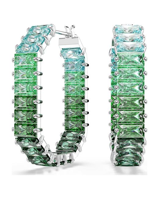 Swarovski Green Matrix Hoop Earrings