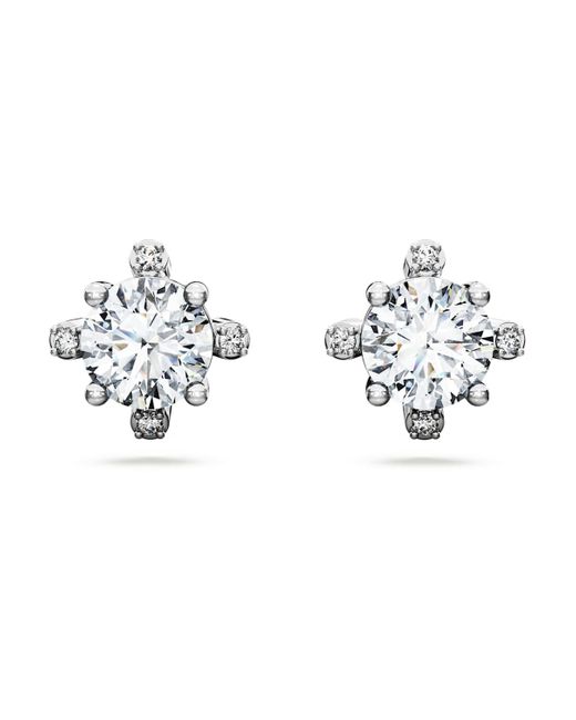 Clous d'oreilles galaxy, diamants de synthèse 2,1 ct tw, forme ronde, or Swarovski en coloris Metallic