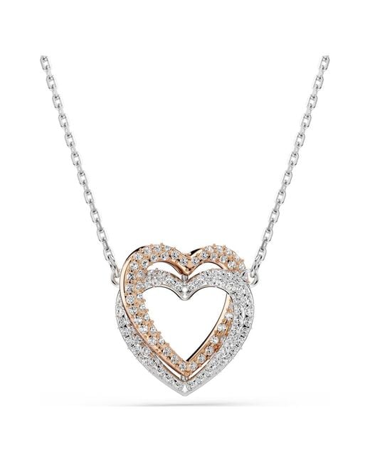 Swarovski Metallic Hyperbola Necklace, Round Cut, Heart, Mixed Metal Finish