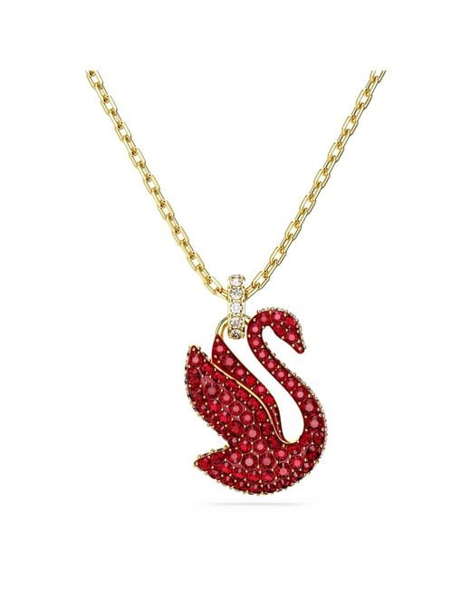 Swarovski Red Swan Pendant, Swan, Medium, -Tone Plated