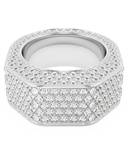 Swarovski White Dextera Pave Octagon Shape Cocktail Ring, Size 52