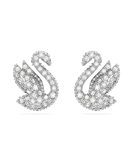 Swarovski Metallic Iconic Swan Stud Earrings