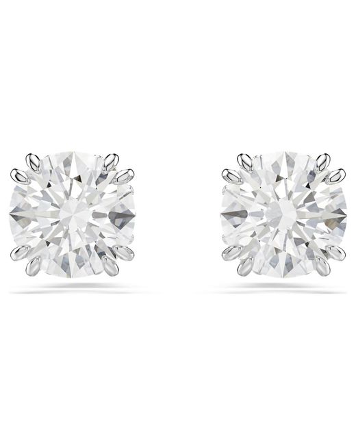 Swarovski Metallic Solitaire Ohrringe, weiss, rhodiniert
