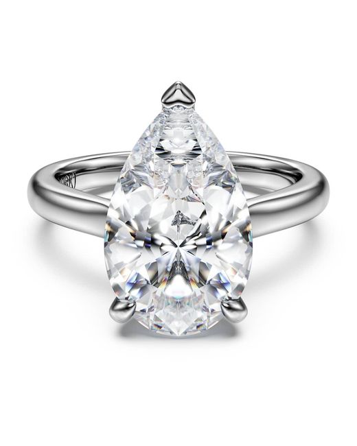 Swarovski Metallic Eternity Solitaire Ring, Lab-Grown Diamonds 5 Ct Tw, Pear Cut, 18K