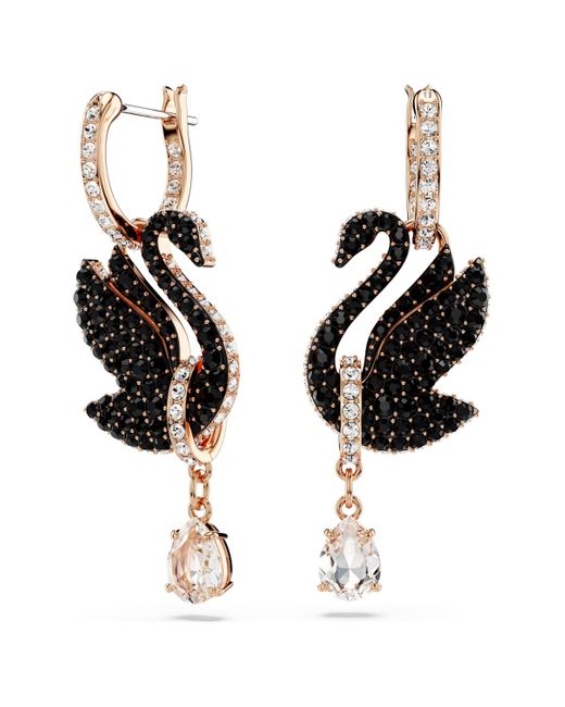 Pendientes swan, cisne Swarovski de color Black
