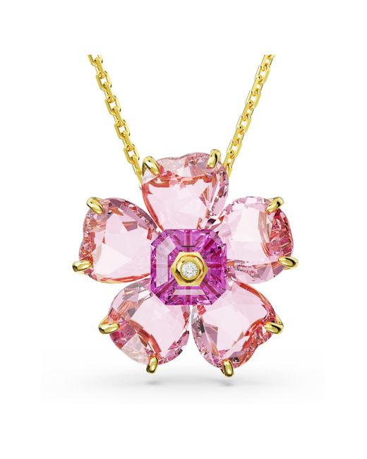 Collana florere, fiore di Swarovski in Pink