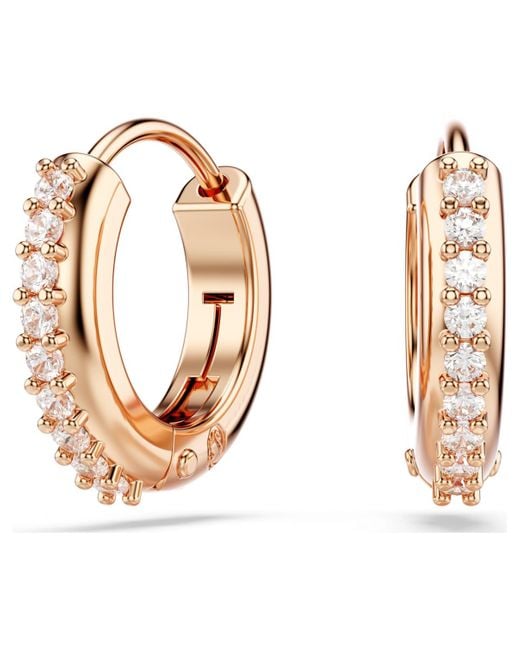 Swarovski Metallic Matrix Hoop Earrings, Round Cut, 18K Rose Finish