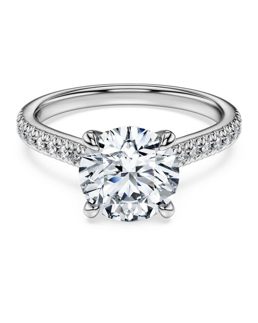 Bague solitaire eternity, diamants de synthèse 2,2 ct tw, forme ronde, or Swarovski en coloris Metallic