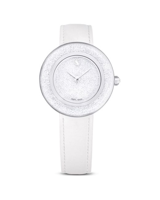 Reloj crystalline lustre, fabricado en suiza, correa de piel Swarovski de color White