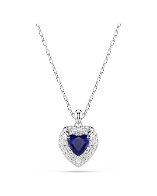 Swarovski White One Pendant, Heart Cut, Pavé, Heart, Rhodium Plated